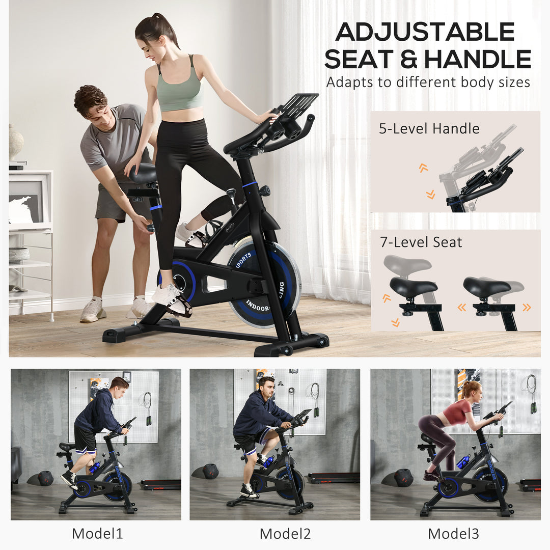 Soozier Adjustable Upright Stationary Exercise Bike w/ LCD Display, Indoor Cycling Bike for Home w/ Adjustable Resistance, White