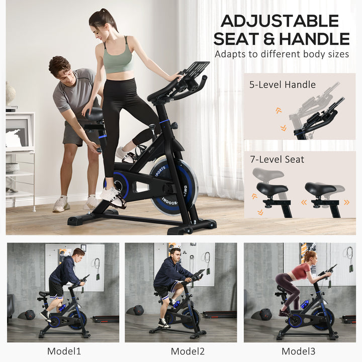 Soozier Adjustable Upright Stationary Exercise Bike w/ LCD Display, Indoor Cycling Bike for Home w/ Adjustable Resistance, White