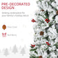 HOMCOM 9-foot Pencil Snow Flocked Artificial Christmas Tree with 1350 Pine Realistic Branches, Pine Cones, Red Berries, Auto Open, Green