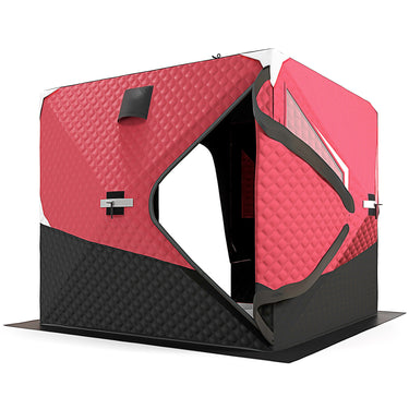 Outsunny 3-4 Person Insulated Ice Fishing Shelter, Pop up, with Oversized Doors, Windows, Vents and Carry Bag, for Low-Temp -22℉