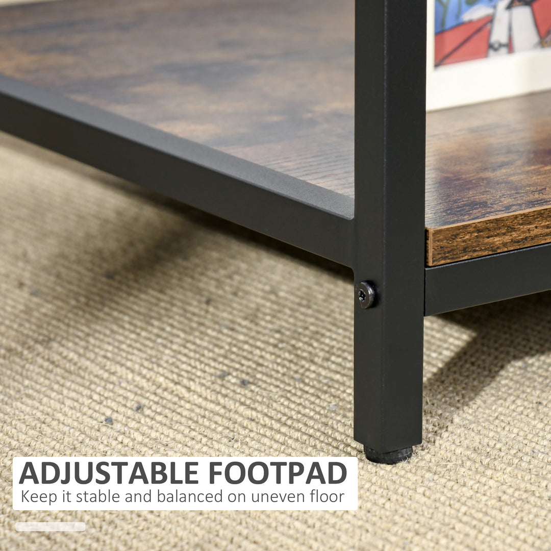 HOMCOM 2-Tier Coffee Table with Storage Shelf, Cocktail Table with Marble Textured Table Top, for Living Room Bedroom Dorm, Black