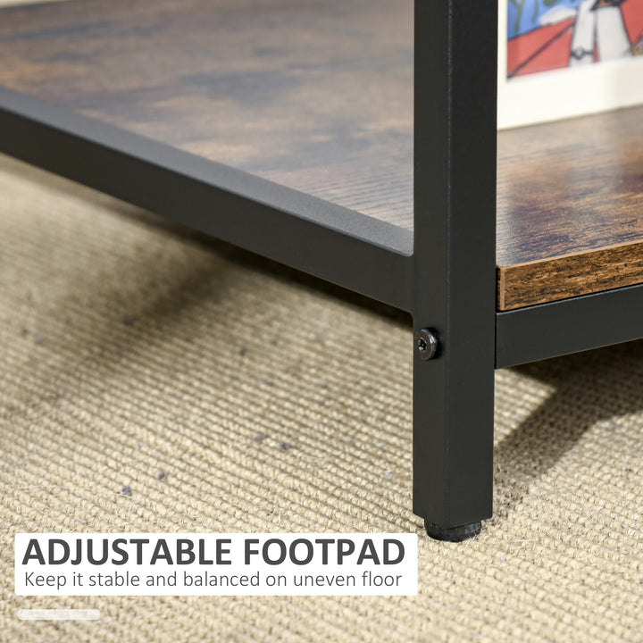 HOMCOM 2-Tier Coffee Table with Storage Shelf, Cocktail Table with Marble Textured Table Top, for Living Room Bedroom Dorm, Black