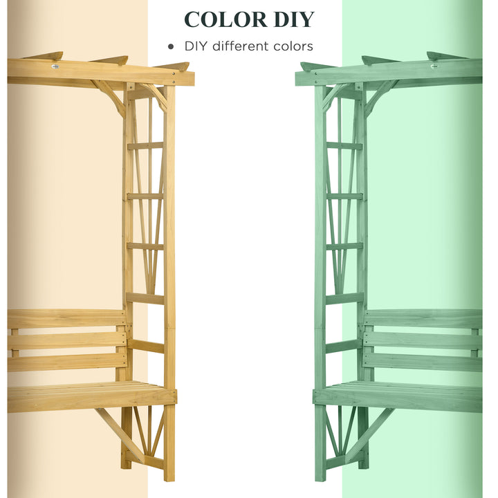 Outsunny Patio Wooden Bench, Outdoor Bench for Vines/Climbing Plants, Brown