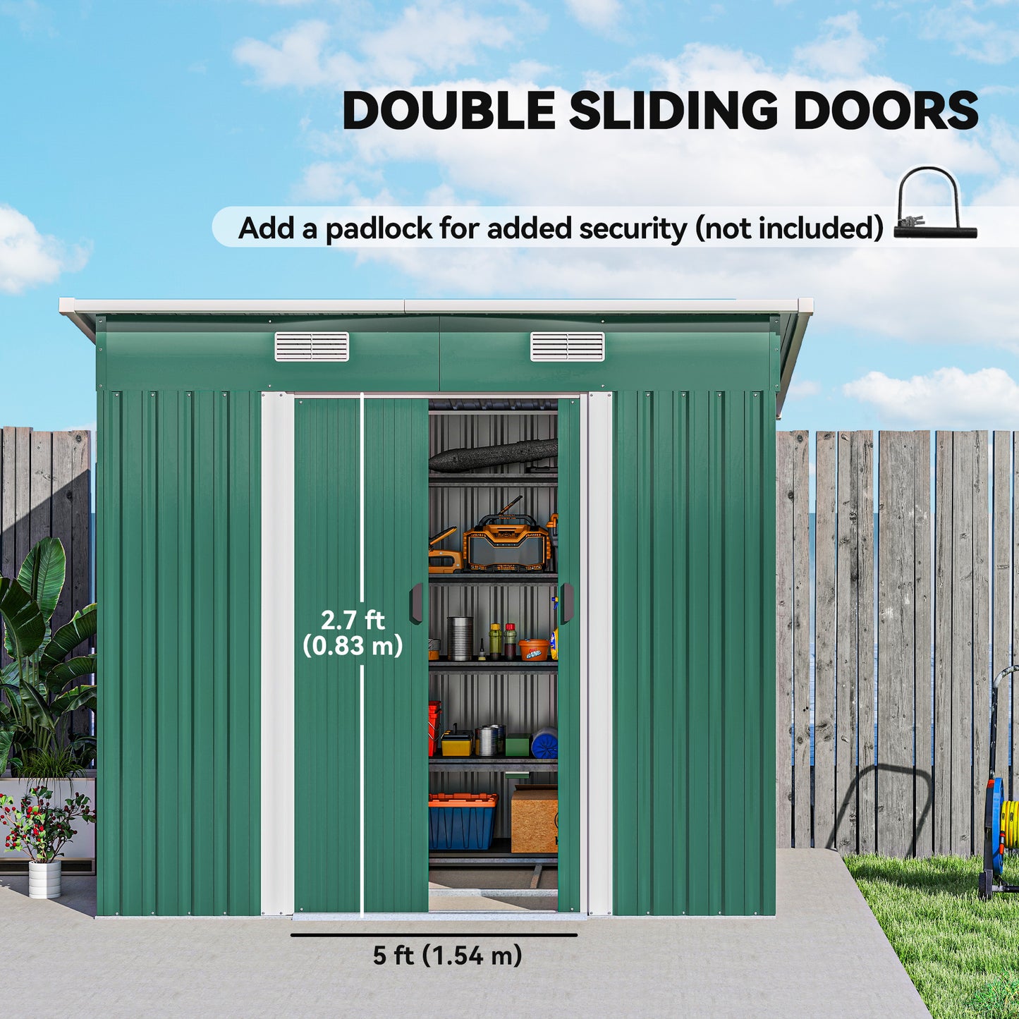 Outsunny 7'x 4' Metal Patio Storage Shed Garden Lockable Shed Tool Utility Storage Unit, Light Green