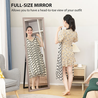 HOMCOM 64" x 21" Rectangular Full Length Mirror with Frame, Free Standing, Wall Mounted or Leaning, Gunmetal Silver