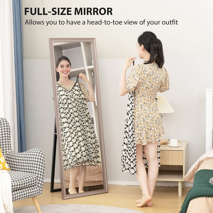 HOMCOM 64" x 21" Rectangular Full Length Mirror with Frame, Free Standing, Wall Mounted or Leaning, Gunmetal Silver