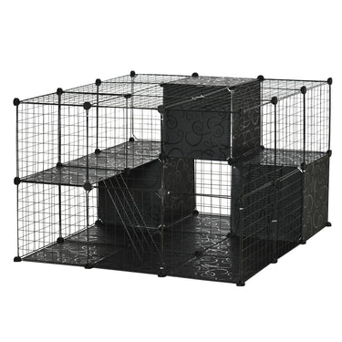 PawHut 56 Panels Pet Playpen Small Animal Cage for Rabbit