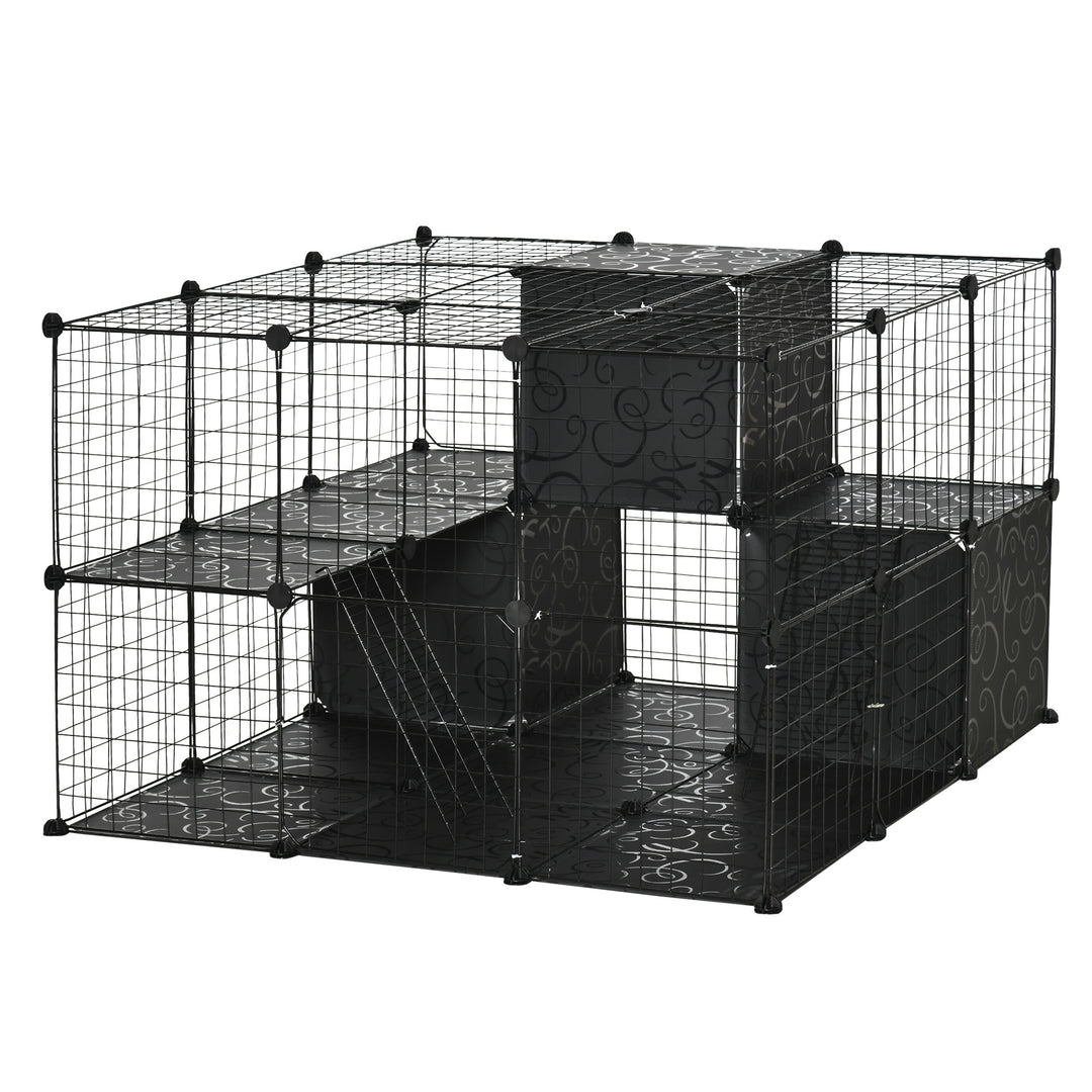 PawHut 56 Panels Pet Playpen Small Animal Cage for Rabbit
