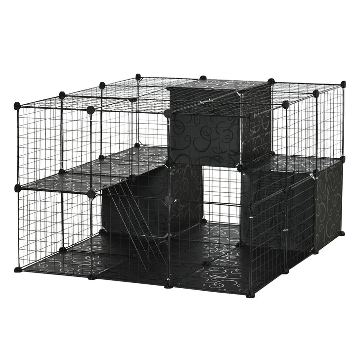 PawHut 56 Panels Pet Playpen Small Animal Cage for Rabbit