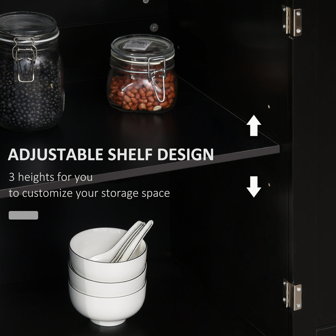 HOMCOM Rolling Kitchen Island Cart with Wood Top, Enough Storage Drawer Space with Towel Bar Rack Shelves, Portable Kitchen Utility Serving Cart Trolley on Wheels, Black