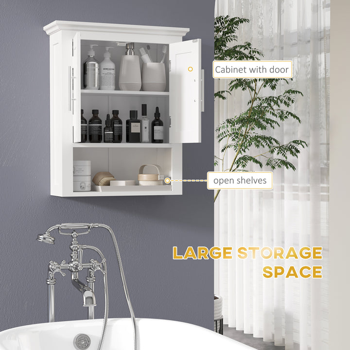 kleankin Bathroom Wall Cabinet, Medicine Cabinet, Toilet Storage Cabinet with Shelf for Living Room and Entryway, White