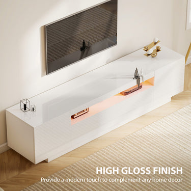 HOMCOM Entertainment Center with RGB LED Lights, TV Stand for 65-85 Inch TV, Modern TV Table for Living Room, High Gloss White