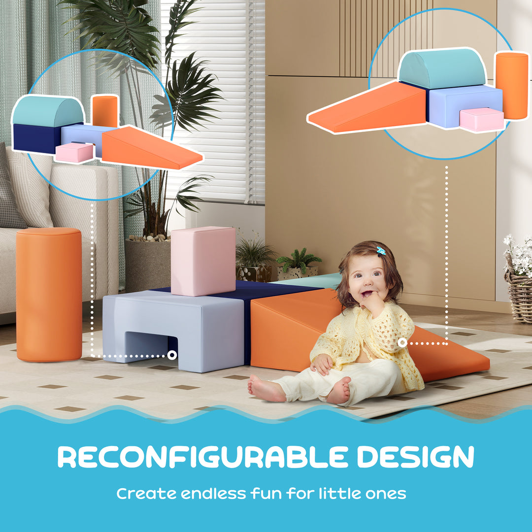 Qaba 6 Piece Soft Play Equipment for Kids 6-72 Months, Yellow and Green