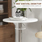 HOMCOM High Top Bar Table, Adjustable Round Kitchen Table with Swivel Top and Steel Base, Bistro Table for 2 People, White