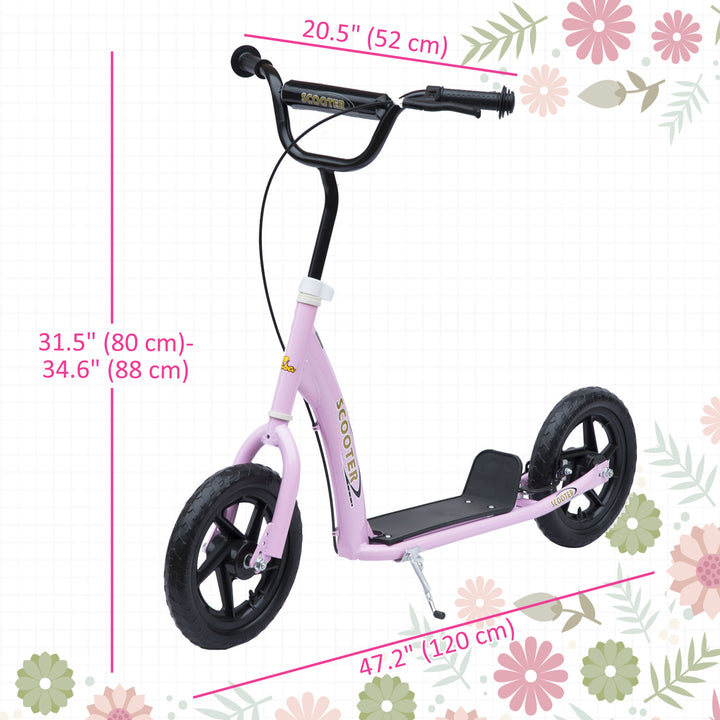 HOMCOM Kids Scooter Street Bike Bicycle for Teens Ride on Toy w/ 12'' Tire for 5-12 Year Old Pink