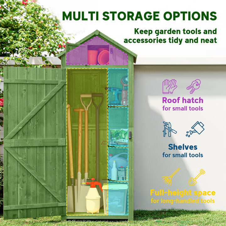 Outsunny 30" x 21" x 71" Garden Storage Shed, Outdoor Tool Utility Storage House  with 3 Tier Shelves and Roof, Blue