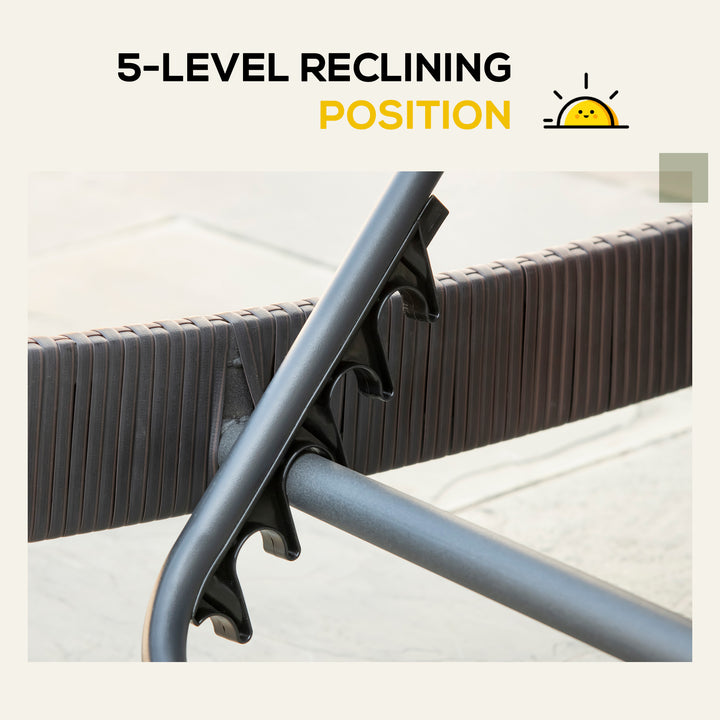 Outsunny Wicker Patio Lounger, Outdoor S Shape Recliners Lounge Chair w/ 5-Level Adjustable Backrest, Soft Padded Cushion for Outdoor Use, Cream White