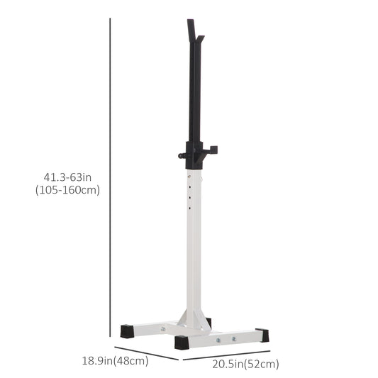 Soozier Adjustable Barbell Rack Stable Power Squat Stand Portable 2 Bars Barbell Holder Weight Rack, Black and White