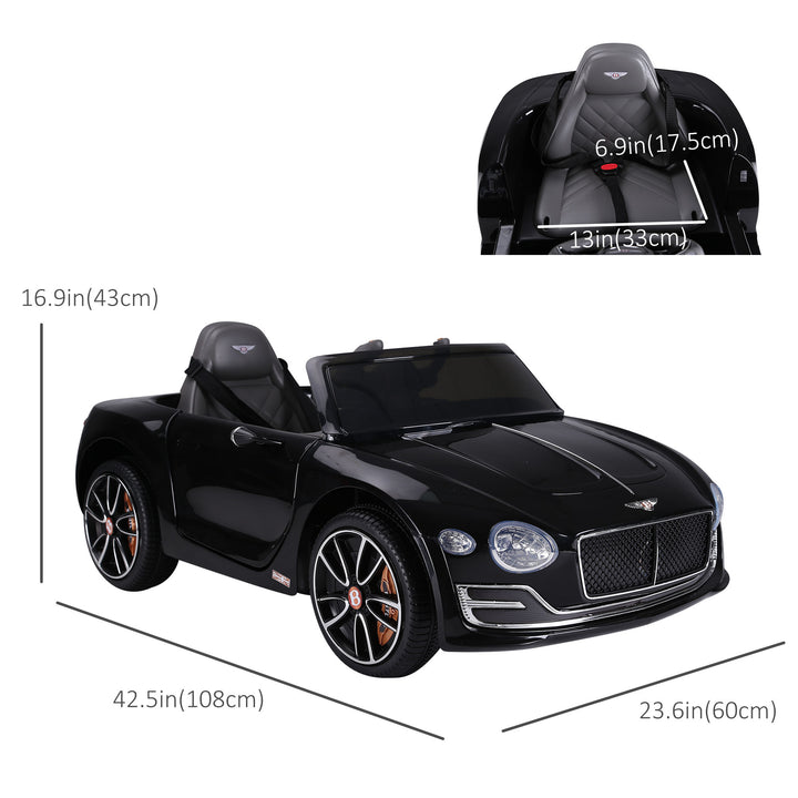 Aosom 12V Ride On Car Licensed Bentley Battery Powered Electric Vehicles w/ Parent Remote Control, 2 Speed - Black