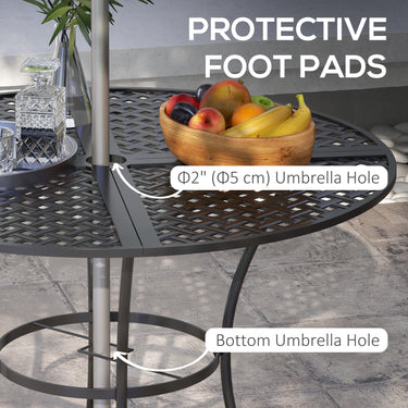 Outsunny 42" Round Outdoor Dining Table for 4 Persons, Metal Patio Dining Table with Umbrella Hole for Backyard, Lawn, Balcony
