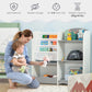 Qaba Kids Toy Storage Organizer Shelf, Children Bookshelf for Bedroom, Playroom, Nursery, Grey