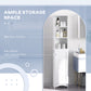 HOMCOM Tall Bathroom Storage Cabinet, Freestanding Linen Tower with 3-Tier Open Adjustable Shelf, White