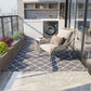 Outsunny Waterproof  Outdoor Rug, 6' x 9' RV Rug Reversible Mat for Backyard, Deck, Picnic, Beach, Camping, Grey & White Net