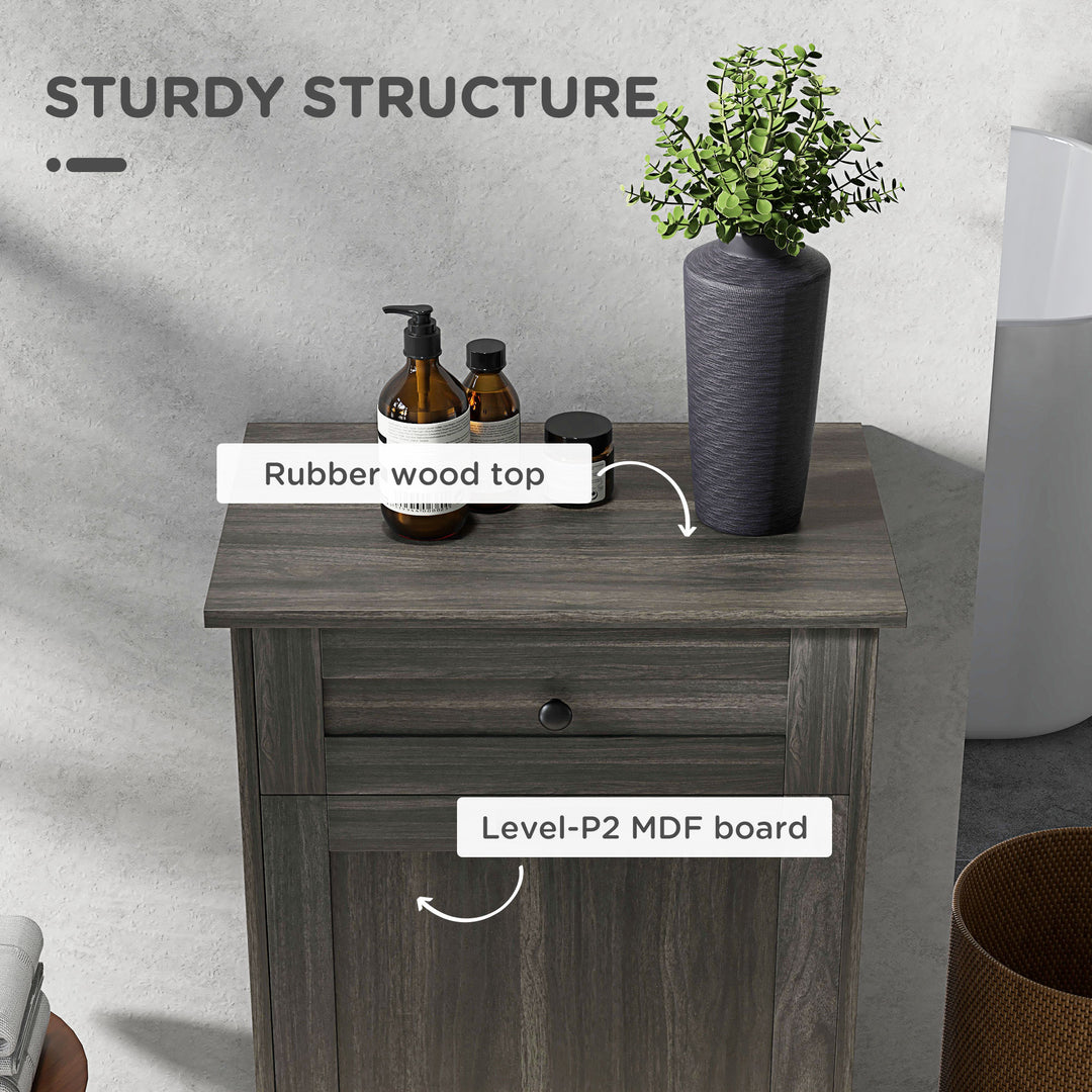 HOMCOM Kitchen Tilt Out Trash Bin Cabinet, Free Standing Recycling Cabinet, Trash Can Holder with Drawer, White