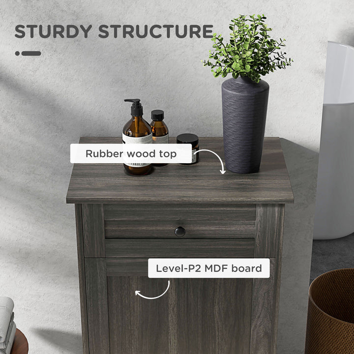 HOMCOM Kitchen Tilt Out Trash Bin Cabinet, Free Standing Recycling Cabinet, Trash Can Holder with Drawer, White