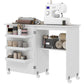 HOMCOM Sewing Machine Cabinet, Folding Sewing Table with Storage Shelf, Bins and Lockable Wheels for Small Space, White