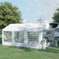 Outsunny 20â€™ x 10â€™ Heavy Duty Party Tent Outdoor Carport Canopy Shelter Gazobo with Sidewall, Zipper Door and Windows, White