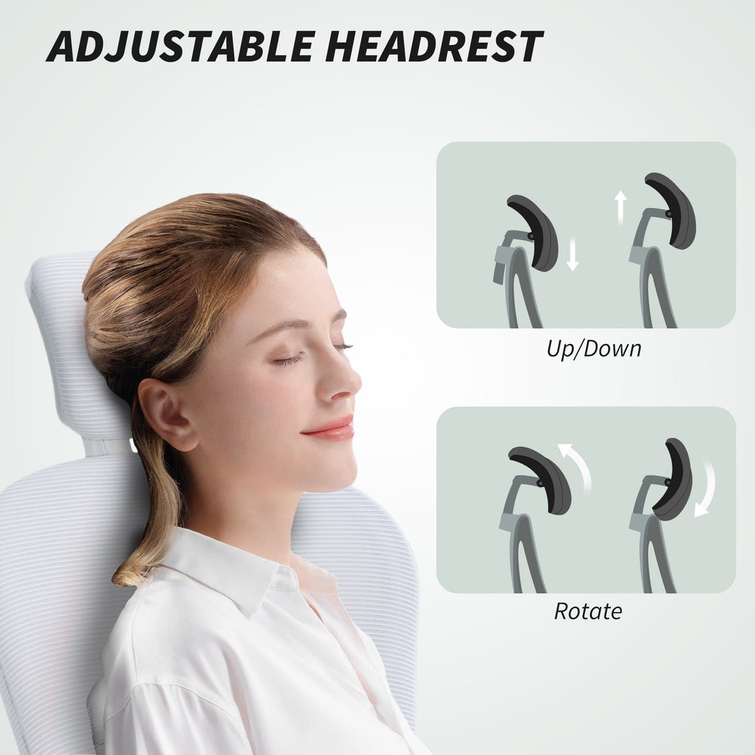 Vinsetto Office Chair, Mesh Computer Desk Chair with Adjustable Headrest, 4D Lumbar Support, Flip-up Arm, Grey