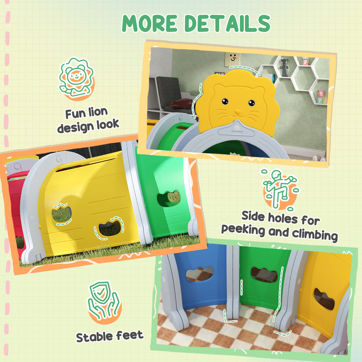 Qaba Lion Design Tunnel for Kids to Crawl Through, for 3-6 Years, Multicoloured