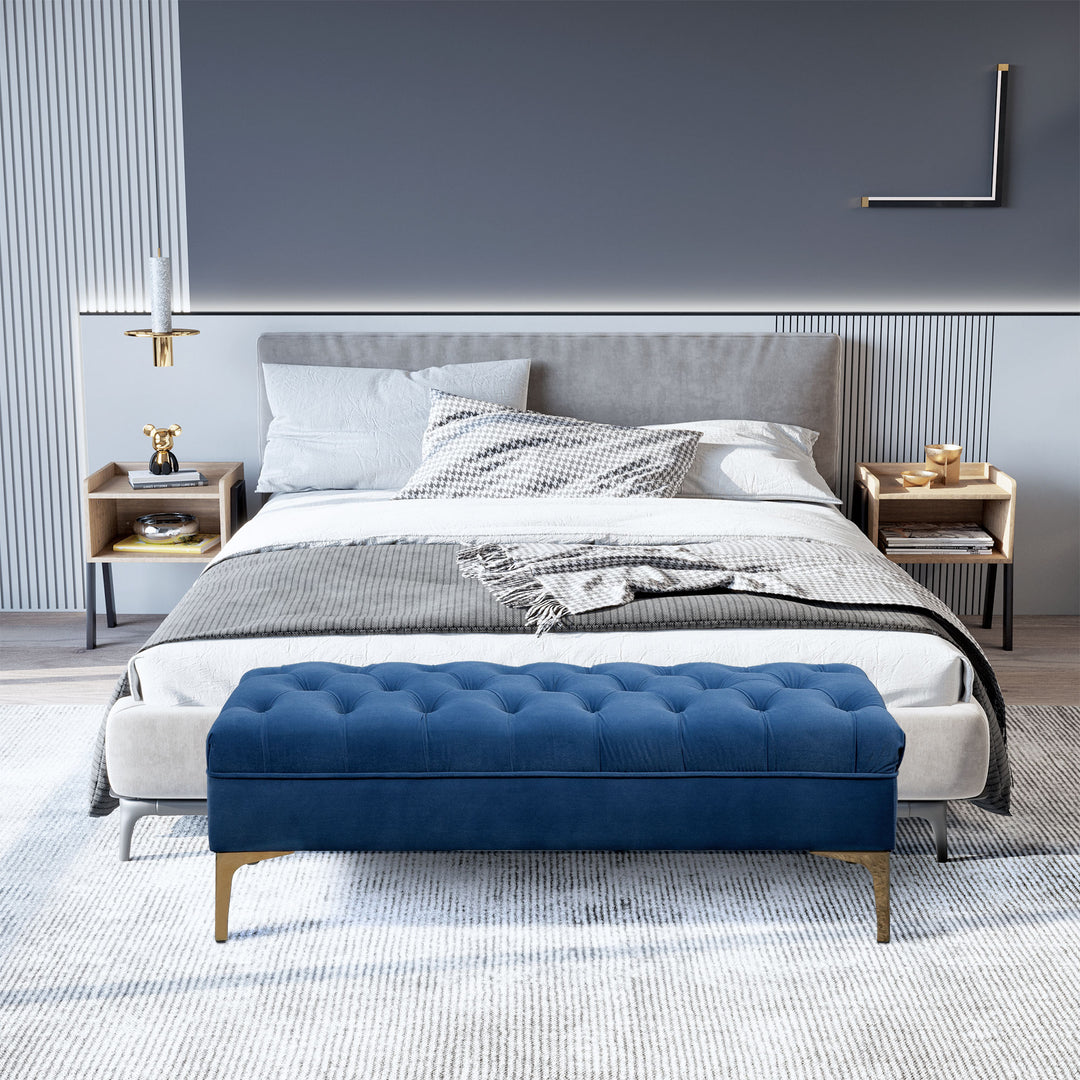 HOMCOM End of Bed Bench, Upholstered Bench, Entryway Shoe Bench with Button Tufted for Living Room, Bedroom, Grey