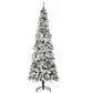 HOMCOM 9-foot Pencil Snow Flocked Artificial Christmas Tree with 1350 Pine Realistic Branches, Pine Cones, Red Berries, Auto Open, Green