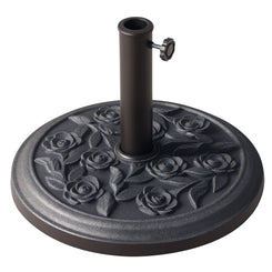 Outsunny 18â€� Round Patio Umbrella Base Outdoor Decorative Cast Stone Resin Parasol Stand Market Garden Umbrella Holder, Bronze