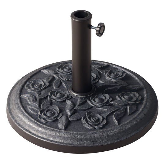 Outsunny 18â€� Round Patio Umbrella Base Outdoor Decorative Cast Stone Resin Parasol Stand Market Garden Umbrella Holder, Bronze