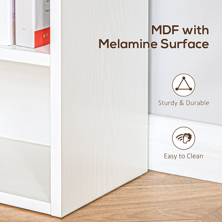 HOMCOM 6-Tier Tall Bookcase, Modern Storage Bookshelf, Display Shelves, Floor Standing Shelving, Display Rack for Living Room, Home Office, White