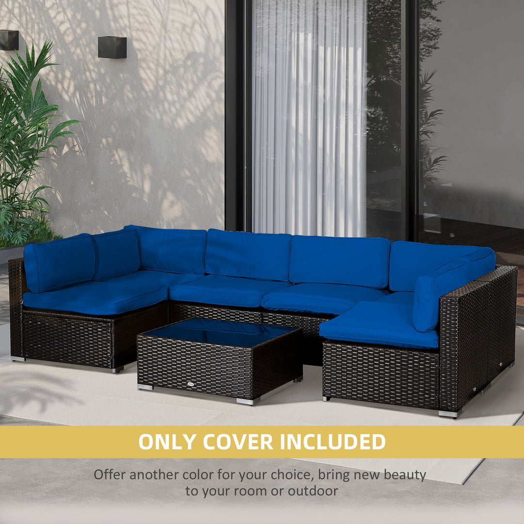 Outsunny Outdoor 14pc Patio Rattan Sofa Set Cushion Polyester Cover Replacement Set - No Cushion Included Navy Blue