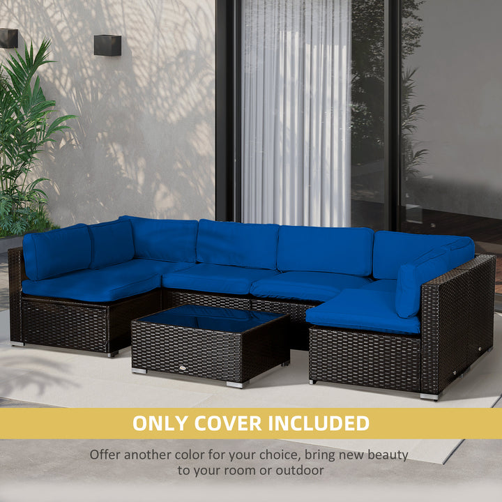 Outsunny Outdoor 14pc Patio Rattan Sofa Set Cushion Polyester Cover Replacement Set - No Cushion Included Navy Blue