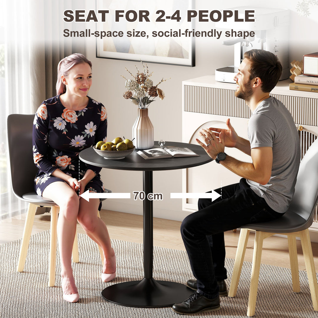 HOMCOM 27.6" Round Kitchen Table for 2, Modern Small Dining Table with Wood Veneer, Steel Base for Dining Room, Natural