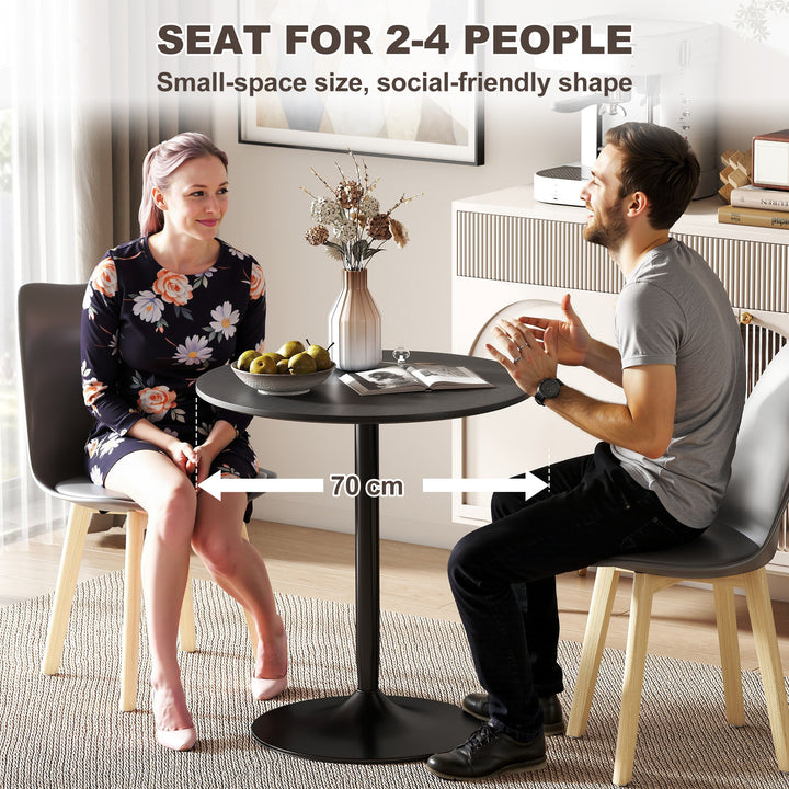 HOMCOM 27.6" Round Kitchen Table for 2, Modern Small Dining Table with Wood Veneer, Steel Base for Dining Room, Natural