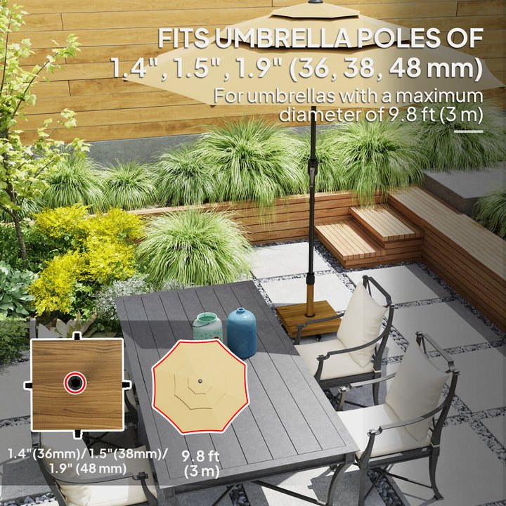 Outsunny 57 lbs Metal Square Patio Umbrella Base Holder, Outdoor Umbrella Stand with Wheels, Heavy Duty Patio Umbrella Stand Base for Garden, Poolside, Nature Wood