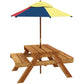 Outsunny Kids Outdoor Table Set Wooden Toddler Picnic Table and Benches for 4 Kids 3-8 Years, Easy Installation, Natural Wood
