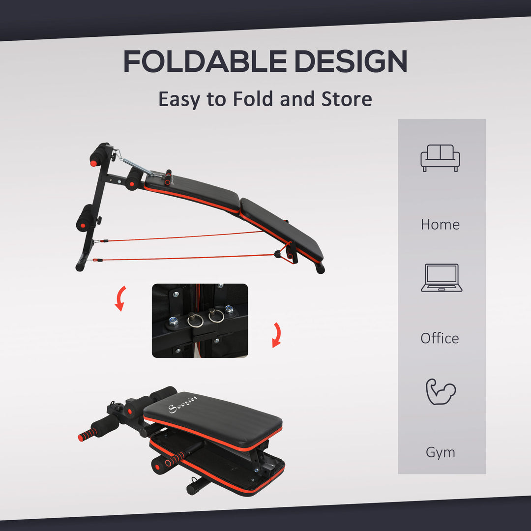 Soozier Foldable Sit Up Bench Core Workout for Home Gym Black