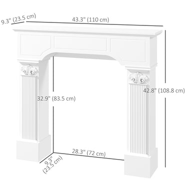 HOMCOM Baroque Fireplace Mantle, Freestanding Fireplace Surround for Electric Fireplaces, 43.25 Inch x 42.75 Inch, White