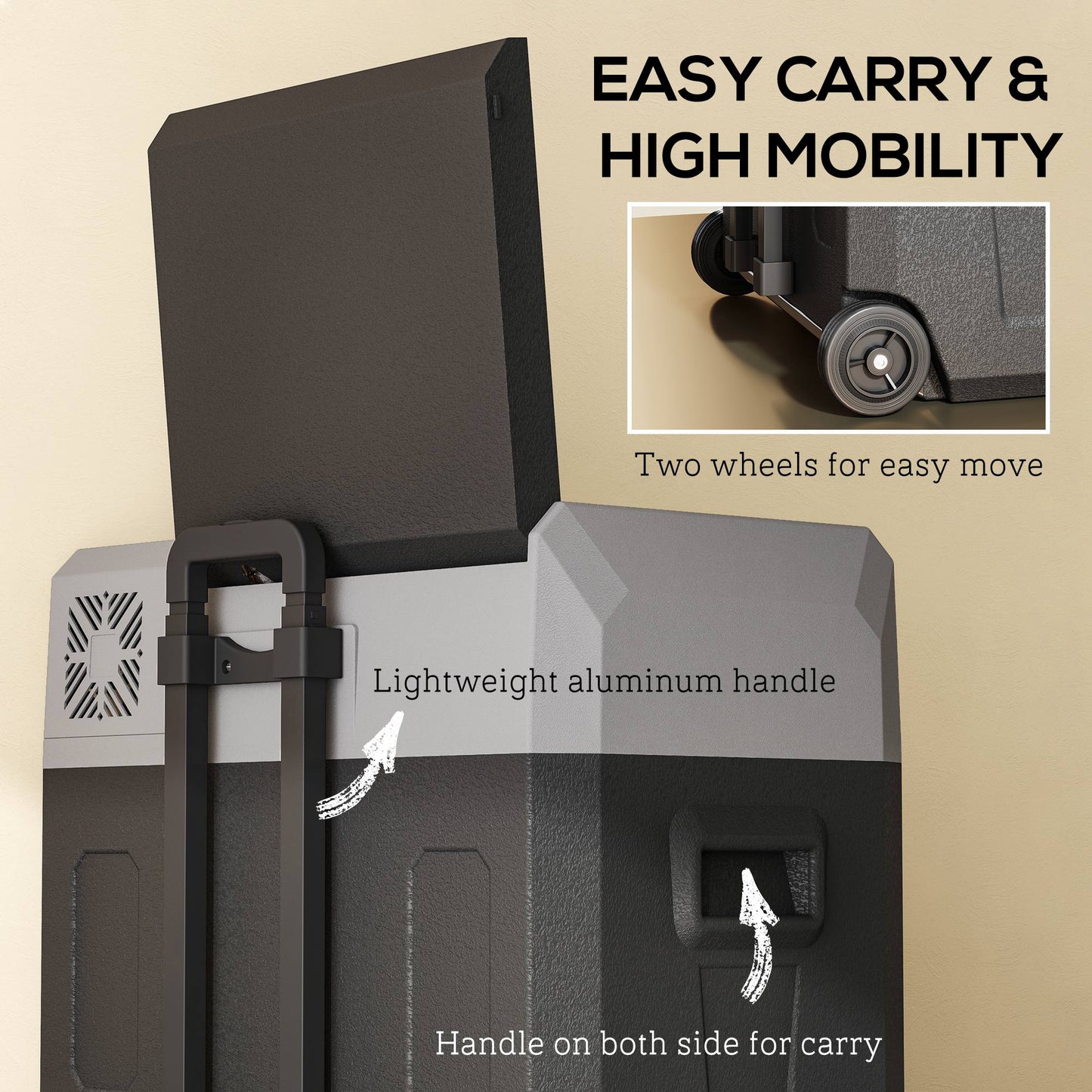 Outsunny 50 Liter Car Refrigerator Portable Freezer 12/24V Electric Cooler Box for Camping, Travel, Picnic, Down to -20â„ƒ