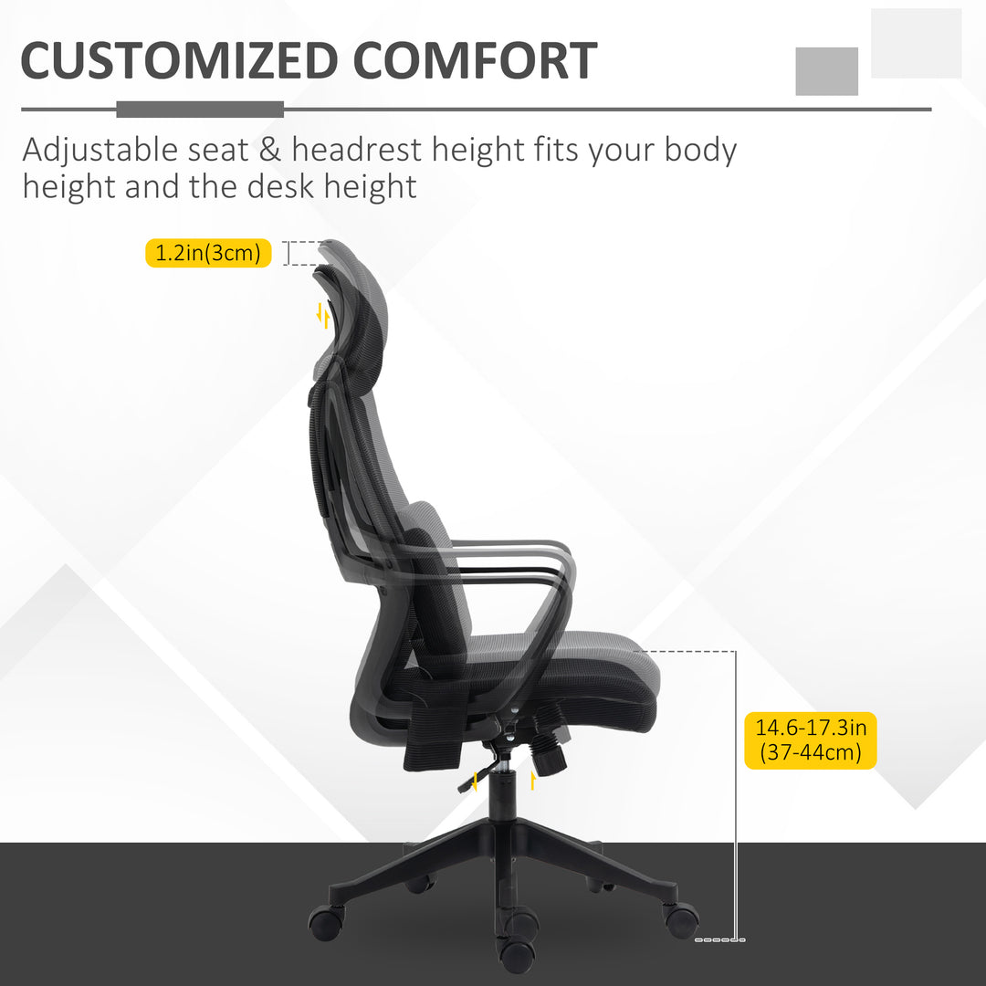 Vinsetto Office Chair High Back, Ergonomic Mesh Computer Chair Executive Task Chair with Massage Lumbar Support & Headrest Rocking