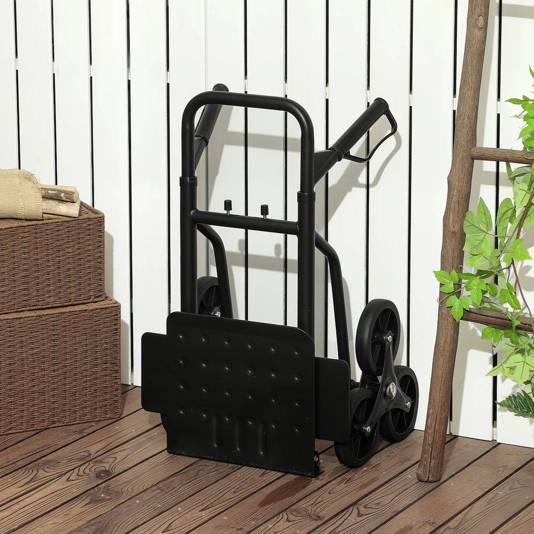 DURHAND 6-Wheels Stair Climber Hand Truck, Dolly Heavy Duty Folding Steel Load Cart with Adjustable Telescoping Handle for Moving, Luggage, Travel & Office, 154lbs Capacity