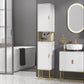 kleankin Tall Bathroom Storage Cabinet, Modern Narrow Bathroom Cabinet with Diamond Chevron Pattern and Adjustable Shelf, White